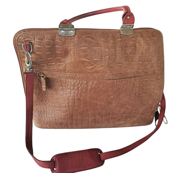 Tangaroa By Terrida Leopard Print Bag with Orange Accents. - Picture 3 of 16